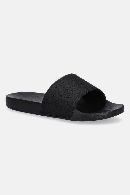 Παντόφλες Calvin Klein POOL SLIDE - JACQ φλατ μαύρο HW0HW02420