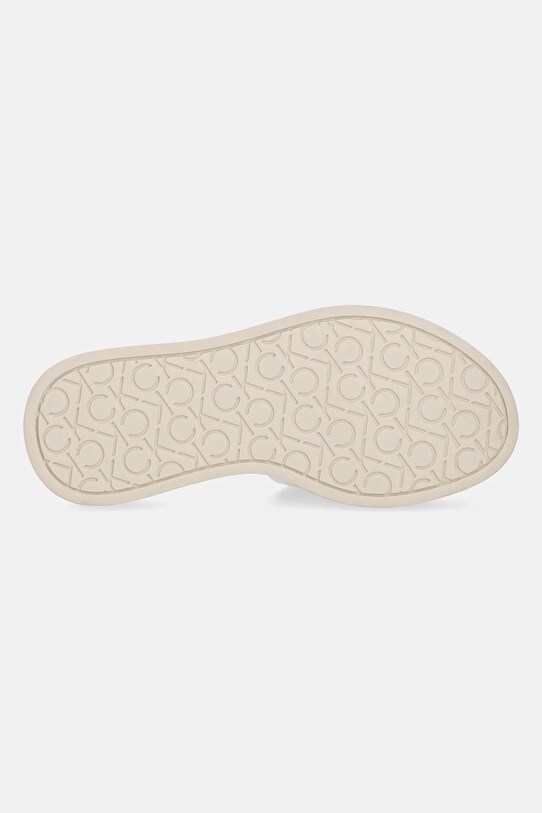 Δερμάτινες παντόφλες Calvin Klein FLATFORM SLIDE W/CK HW - LTH HW0HW02368 μπεζ