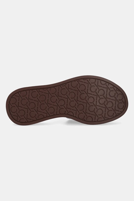 Δερμάτινες παντόφλες Calvin Klein FLATFORM SLIDE W/CK HW - LTH HW0HW02368 καφέ