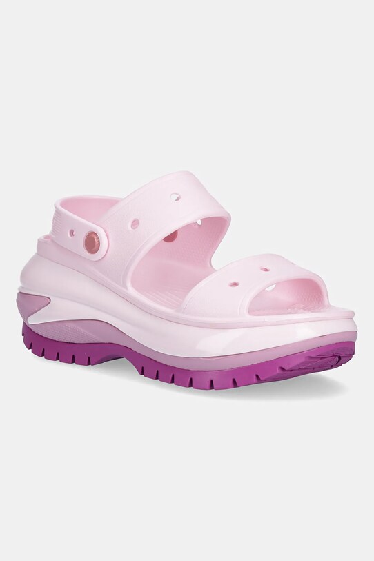 Παντόφλες Crocs Classic Mega Crush Sandal ίσια πλατφόρμα ροζ 207989.5BX