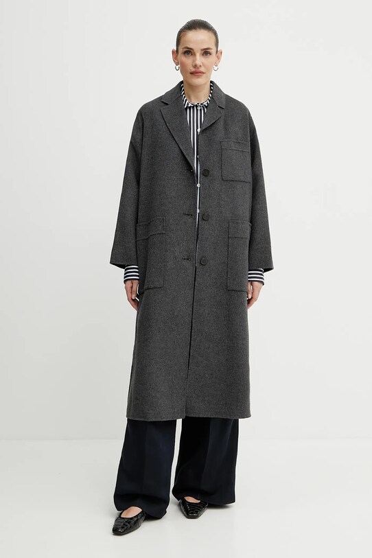 Μάλλινο παλτό Weekend Max Mara μαλλί γκρί 2515011031600