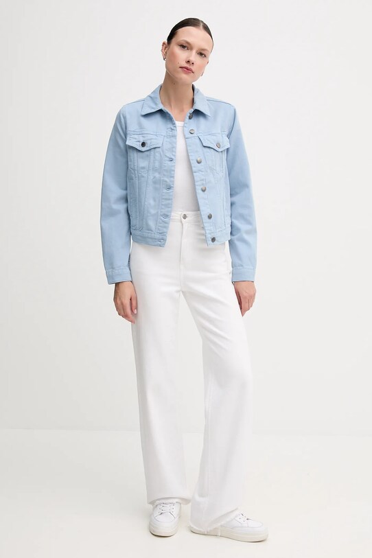 Βαμβακερό τζιν μπουφάν United Colors of Benetton 2RZVDN00N μπλε SS25