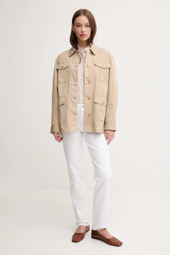 Πουκάμισο μπουφάν Tommy Hilfiger WW0WW45933 μπεζ SS25