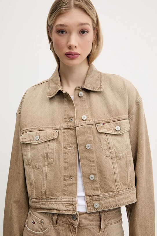 Τζιν μπουφάν Tommy Jeans μπεζ DW0DW20118
