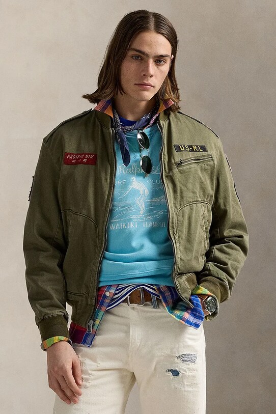 Βαμβακερό μπουφάν Polo Ralph Lauren άλλο πράσινο 710964566