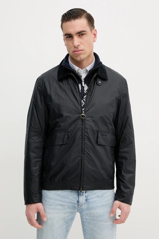 Βαμβακερό μπουφάν Barbour Newbury Wax Jacket άλλο σκούρο μπλε MWX2449