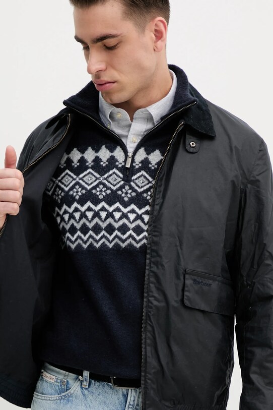 Βαμβακερό μπουφάν Barbour Newbury Wax Jacket MWX2449 σκούρο μπλε