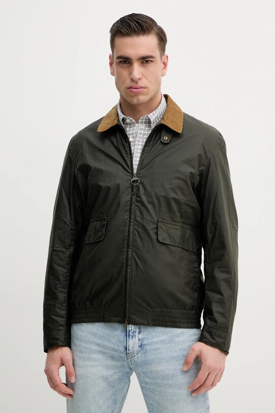 Βαμβακερό μπουφάν Barbour Newbury Wax Jacket άλλο πράσινο MWX2449