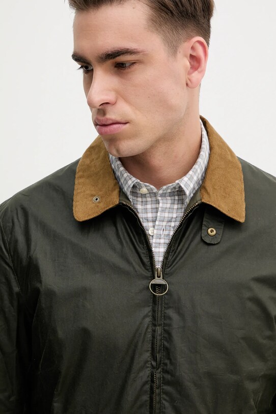 Βαμβακερό μπουφάν Barbour Newbury Wax Jacket πράσινο MWX2449