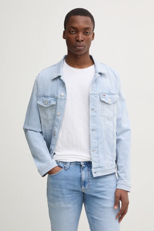 Τζιν μπουφάν Tommy Jeans χωρίς κουκούλα μπλε DM0DM21048