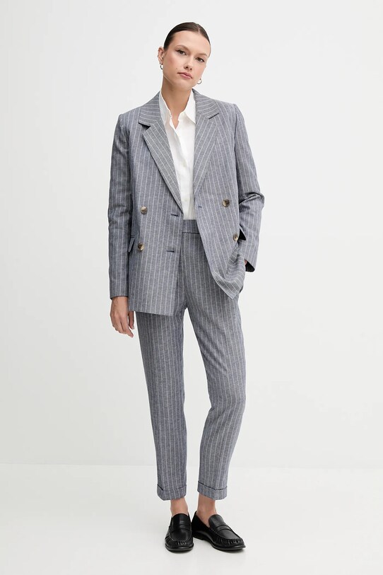 Blazer με μείγμα λινών United Colors of Benetton 29KBDW033 σκούρο μπλε SS25