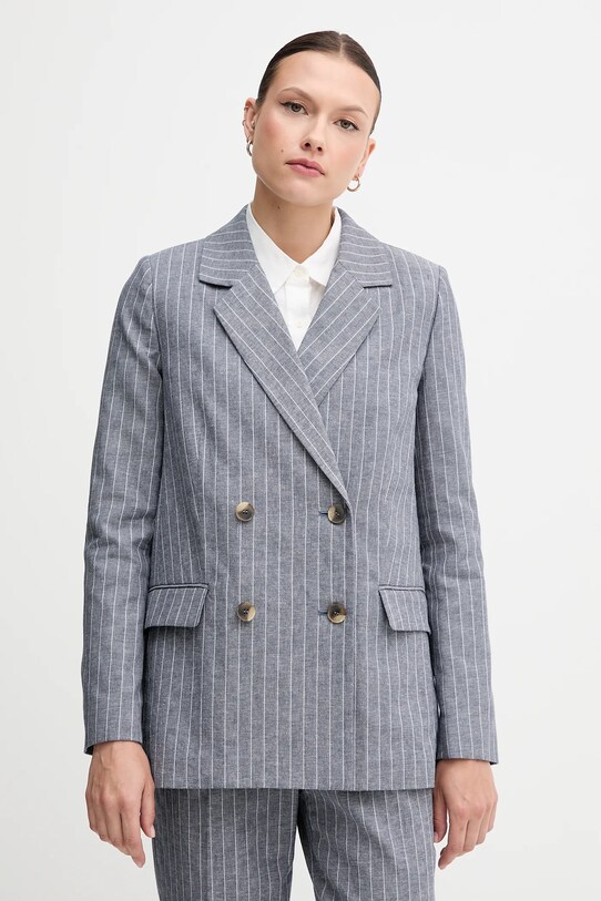 Blazer με μείγμα λινών United Colors of Benetton σκούρο μπλε 29KBDW033