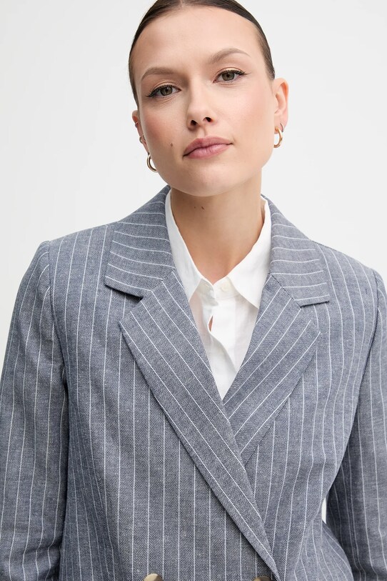 Blazer με μείγμα λινών United Colors of Benetton 29KBDW033 σκούρο μπλε