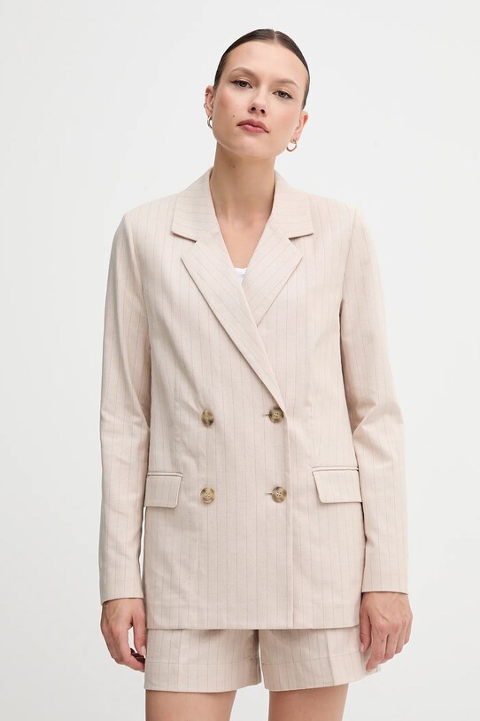 Blazer με μείγμα λινών United Colors of Benetton μπεζ 29KBDW033