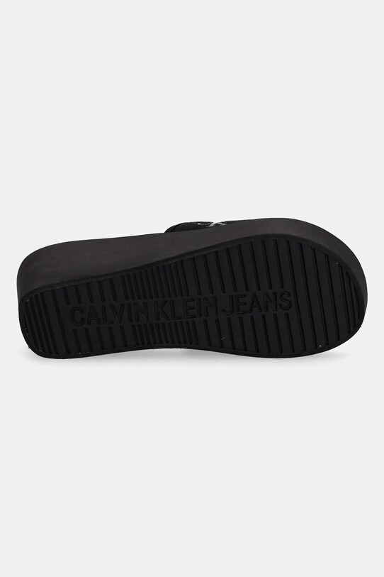Παντόφλες Calvin Klein Jeans BEACH WEDGE SLIDE CANVAS YW0YW01725 μαύρο