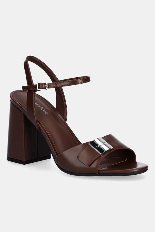 Σανδάλια nubuck Calvin Klein HEEL SANDAL 85 W/CK HW - LTH 5-8 cm καφέ HW0HW02485