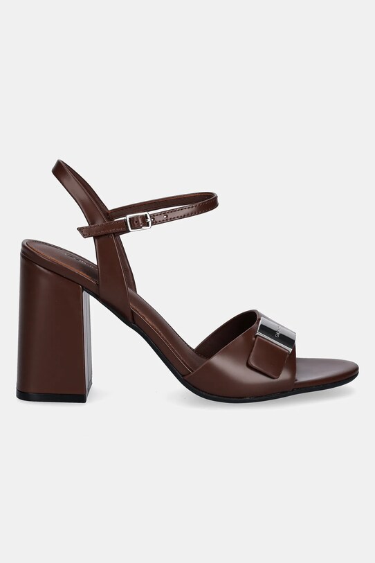 Σανδάλια nubuck Calvin Klein HEEL SANDAL 85 W/CK HW - LTH HW0HW02485 καφέ SS25