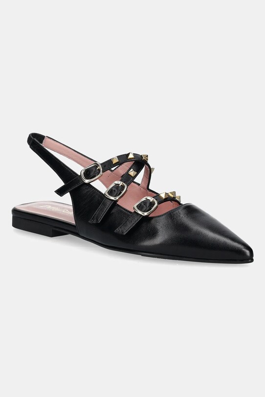 Δερμάτινες μπαλαρίνες Pretty Ballerinas Yvette ανοιχτή φτέρνα μαύρο 52136.A.9331