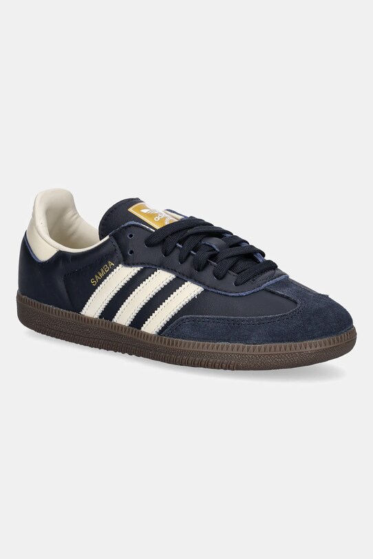 Δερμάτινα αθλητικά παπούτσια adidas Originals Samba OG δέρμα σαμουά σκούρο μπλε ID2056