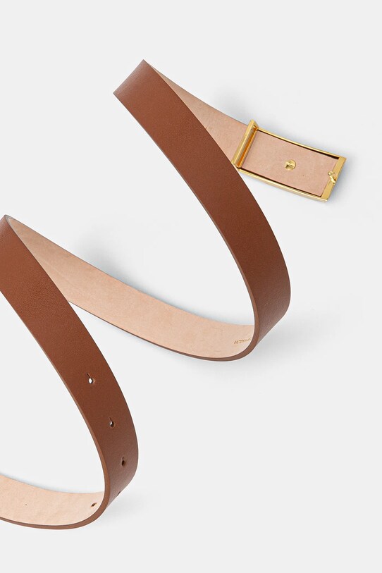 Δερμάτινη ζώνη Victoria Beckham 1324ABL005955A καφέ SS25