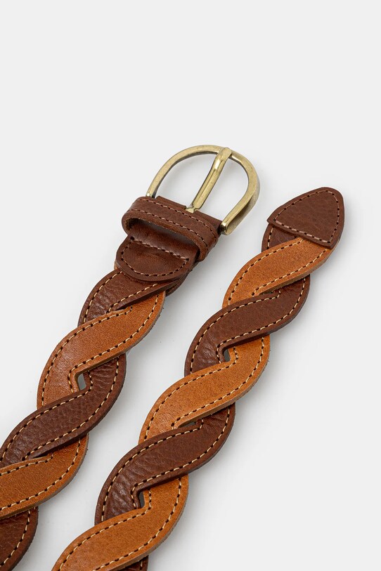 Δερμάτινη ζώνη Drôle de Monsieur La Ceinture Tresse G.AC169.LH030.CG καφέ SS25