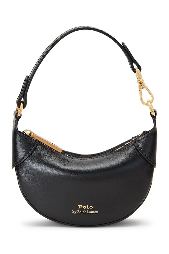Δερμάτινη τσάντα Polo Ralph Lauren λείο δέρμα μαύρο 427938050