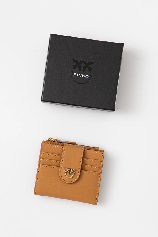 Δερμάτινο πορτοφόλι Pinko 103610.A0F1 καφέ