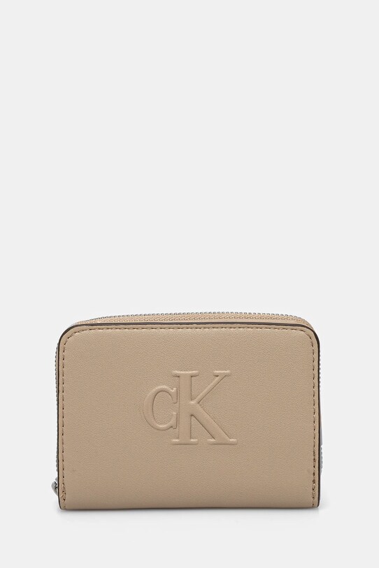 Πορτοφόλι Calvin Klein Jeans απομίμηση λείου δέρματος μπεζ LV04K1004G