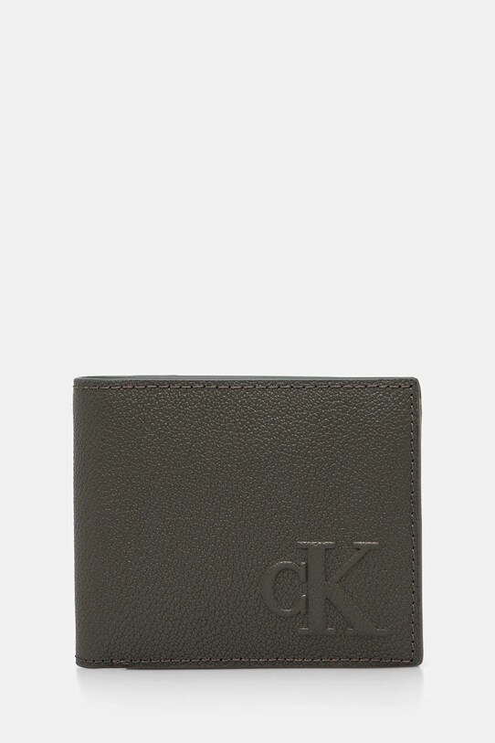 Δερμάτινο πορτοφόλι Calvin Klein Jeans λείο δέρμα πράσινο LV04G1022G