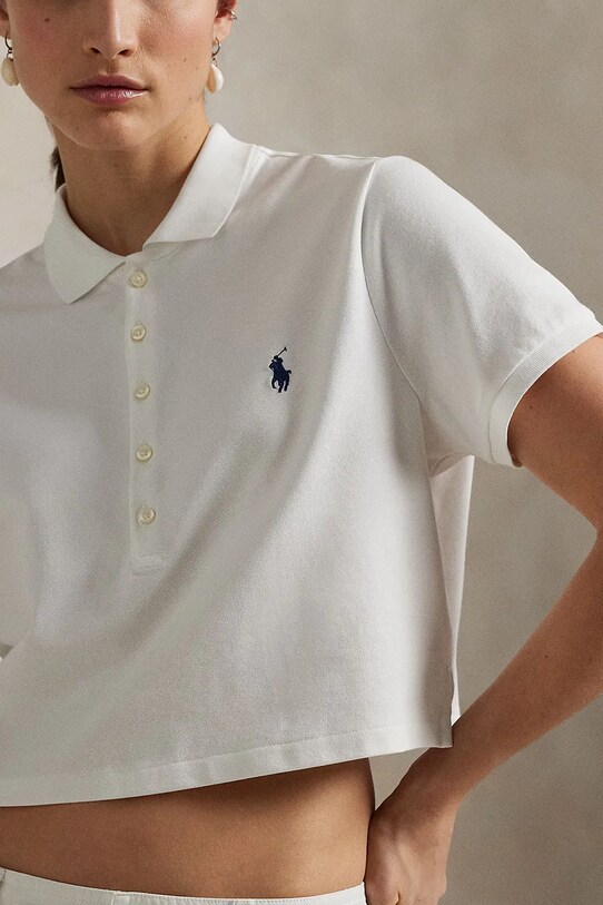 Βαμβακερό μπλουζάκι πόλο Polo Ralph Lauren λευκό 211965104