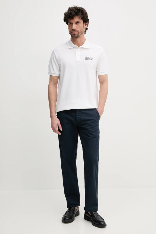 Βαμβακερό μπλουζάκι πόλο Versace Jeans Couture 78GAG623.J0003 μπεζ SS25
