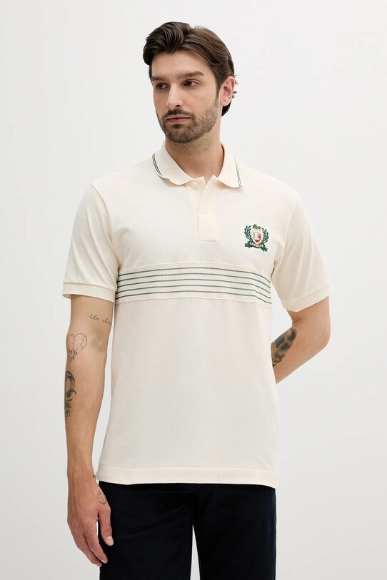 Βαμβακερό μπλουζάκι πόλο Lacoste βαμβάκι μπεζ PH0037