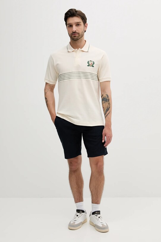 Βαμβακερό μπλουζάκι πόλο Lacoste PH0037 μπεζ SS25