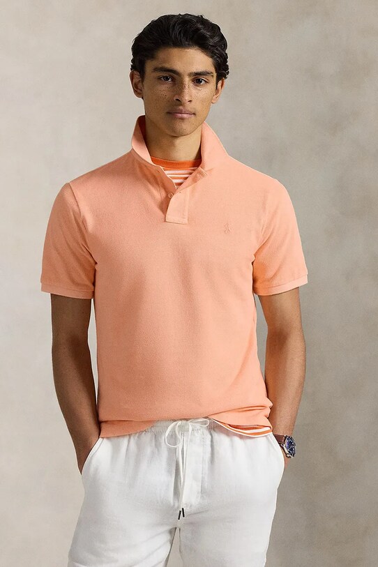 Βαμβακερό μπλουζάκι πόλο Polo Ralph Lauren κανονικό κίτρινο 710969626