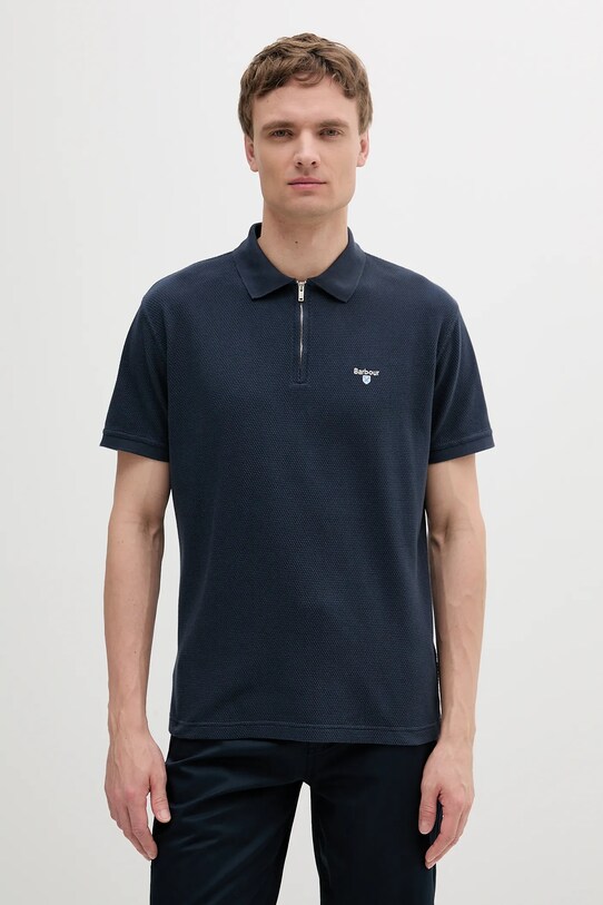 Βαμβακερό μπλουζάκι πόλο Barbour Hingham Polo Shirt κανονικό σκούρο μπλε MML1458