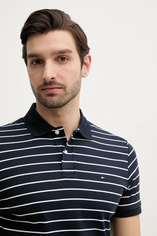 Βαμβακερό μπλουζάκι πόλο Tommy Hilfiger σκούρο μπλε MW0MW39994