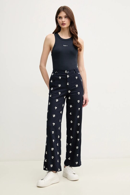 Παντελόνι με λινό μείγμα Pepe Jeans GENOVEVA PL211802 σκούρο μπλε SS25