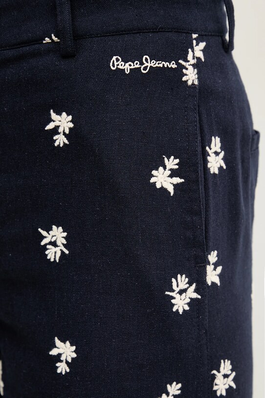 Παντελόνι με λινό μείγμα Pepe Jeans GENOVEVA σκούρο μπλε PL211802