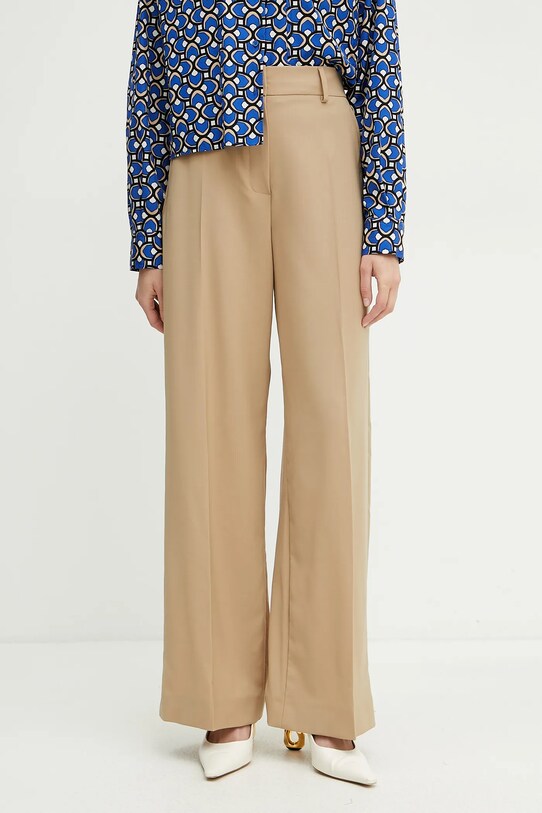 Μάλλινα παντελόνια Weekend Max Mara ψηλή πράσινο 2515131041600