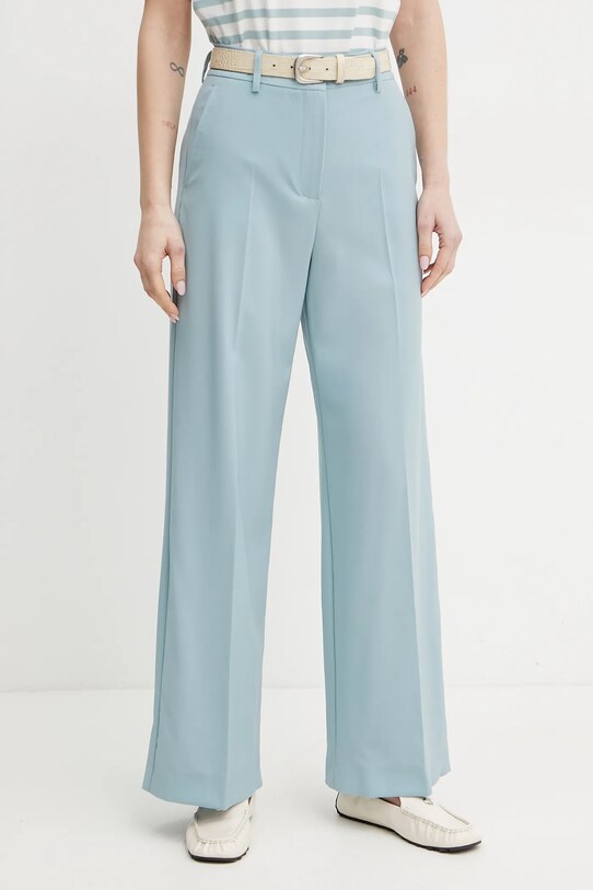 Μάλλινα παντελόνια Weekend Max Mara ψηλή τιρκουάζ 2515131041600