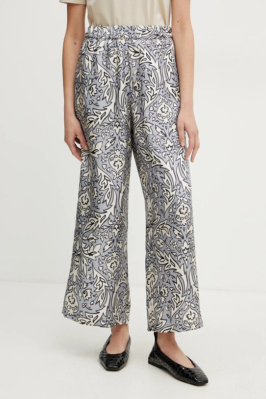Μεταξωτό παντελόνι Weekend Max Mara ψηλή μπλε 2515131091600