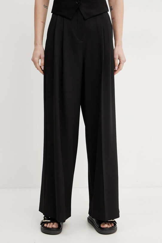 Παντελόνι με μείγμα κασμίρ Weekend Max Mara ψηλή μαύρο 2515131131600