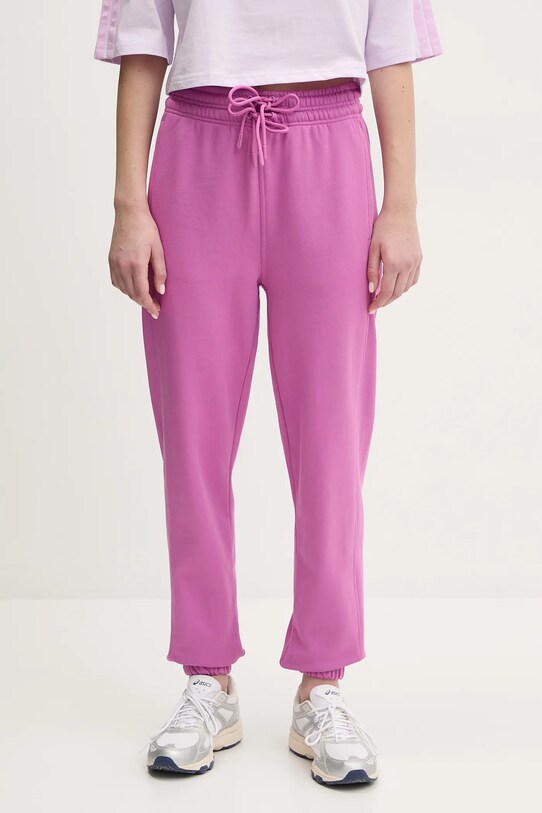 Βαμβακερό παντελόνι adidas by Stella McCartney στάμπα μωβ JD2709