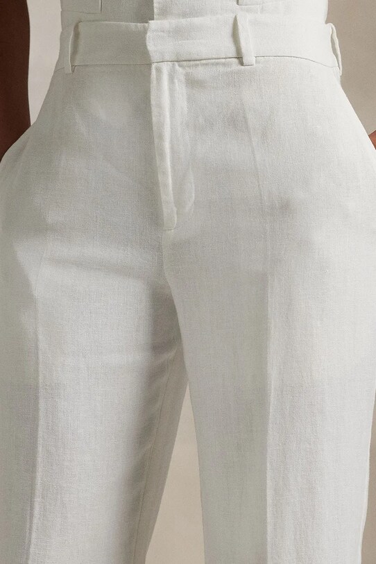 Λινό παντελόνι Polo Ralph Lauren λευκό 211935401