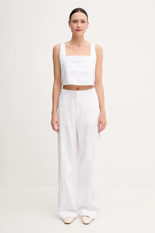 Παντελόνι με λινό μείγμα Calvin Klein Jeans J20J225340 λευκό SS25