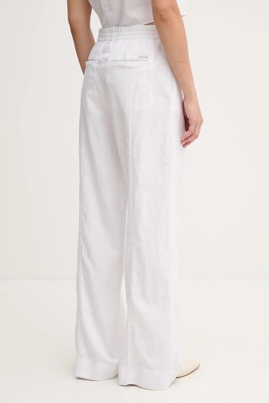 Ρούχα Παντελόνι με λινό μείγμα Calvin Klein Jeans J20J225340 λευκό