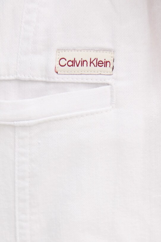 Παντελόνι με λινό μείγμα Calvin Klein Jeans λευκό J20J225340