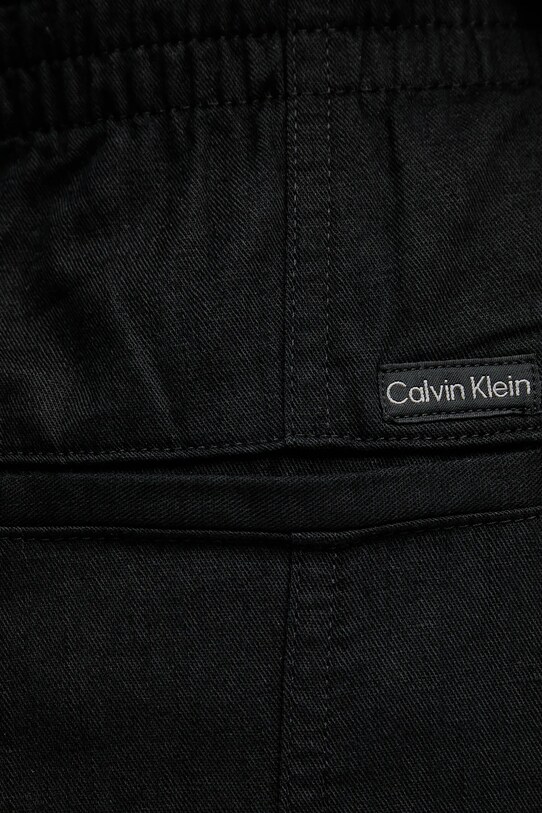 Παντελόνι με λινό μείγμα Calvin Klein Jeans μαύρο J20J225340