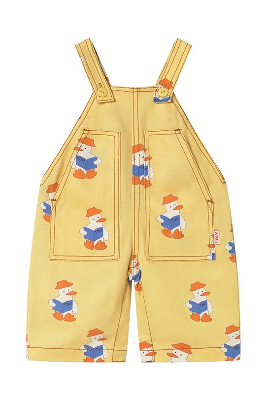 Βρεφική σαλοπέτα Tinycottons BABY READERS DUNGAREE στάμπα κίτρινο SS25.195