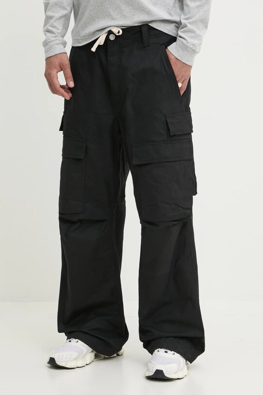Βαμβακερό παντελόνι PURPLE BRAND WOVEN CARGO PANT βαμβάκι μαύρο P527.WCBB125